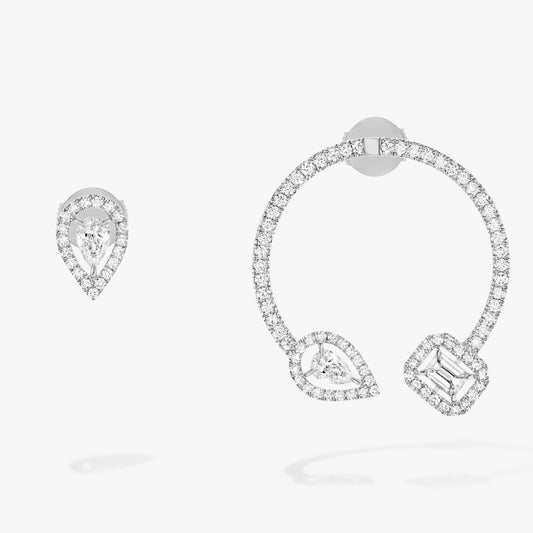 MSK-07231 water drop small octagonal shaped diamond encircling stone earrings, front and rear earrings
