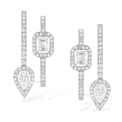 MSK-10005 water drop small octagonal shaped diamond earrings