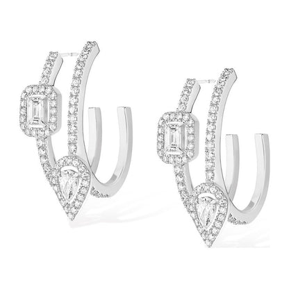 MSK-10005 water drop small octagonal shaped diamond earrings
