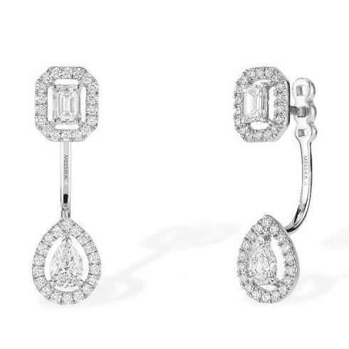 MSK-06504 water drop small octagonal shaped diamond surround stone earrings for front and back