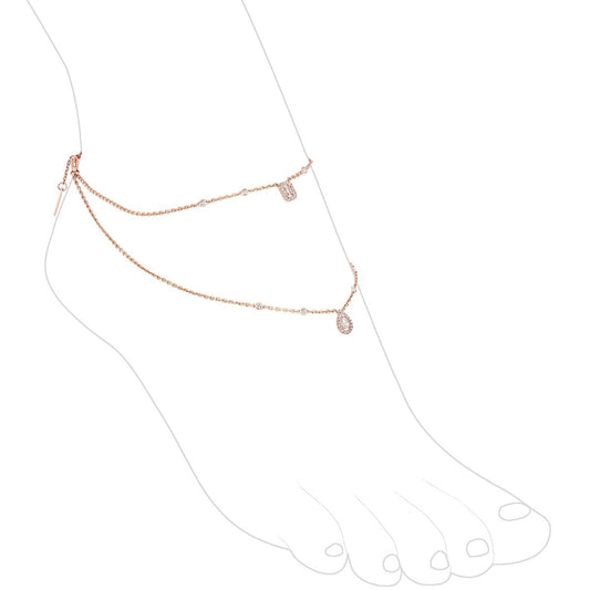 MSK-07152 water drop small octagonal shaped diamond encircling stone anklet