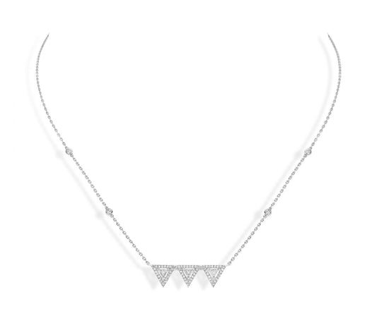 MSK-06436 triangular stone chain pendant necklace