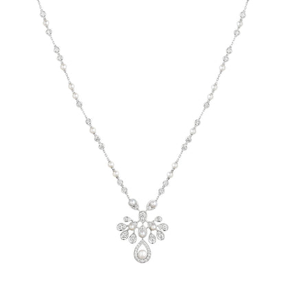 SM-083253 Crown Drop Pearl Necklace
