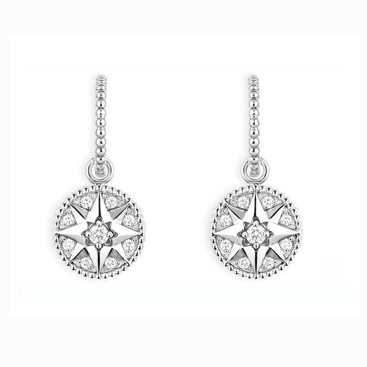 DA-JRDV94010 12mm dense stone eight-pointed star compass ear hook
