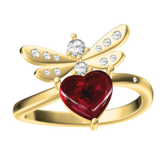 SM-828071 Heart Shape Dragonfly Ring