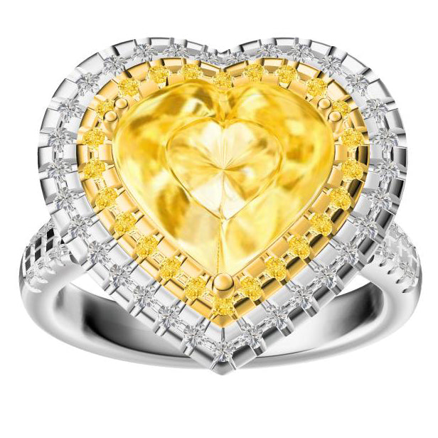 TIF41748216 Two-circle heart-shaped stone semi-set tiger claw straight arm ring 13#
