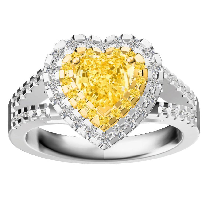 TIF37078215 Heart-shaped surrounding stone half-set Y arm ring 17#