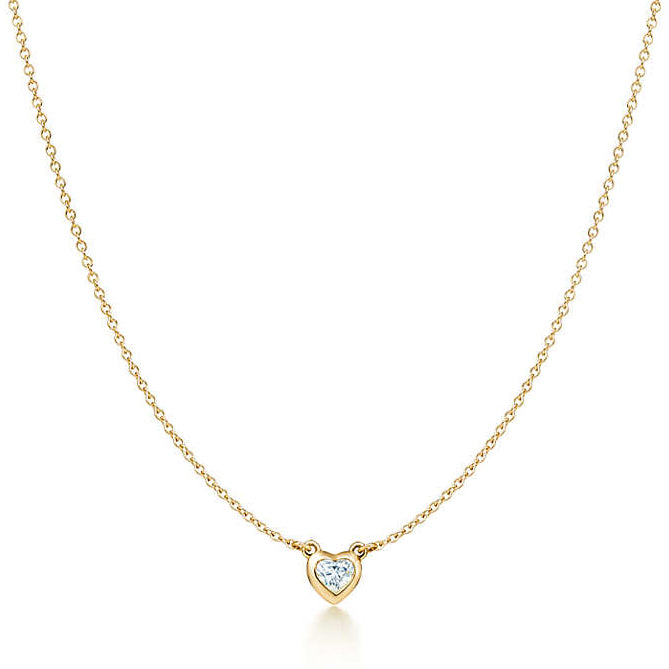 TIF32610330 bezel-set heart-shaped diamond tether chain pendant