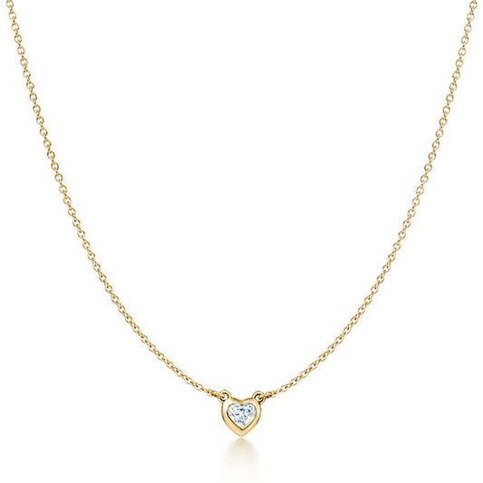 TIF32610330 bezel-set heart-shaped diamond tether chain pendant