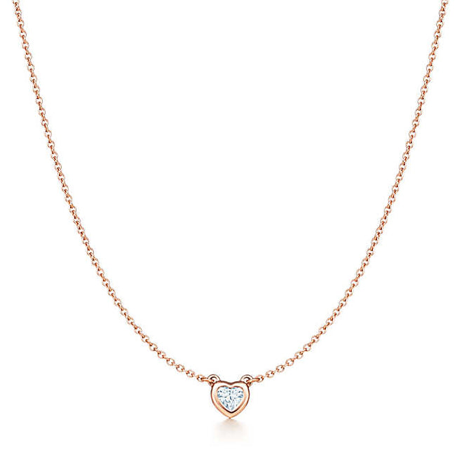 TIF32610330 bezel-set heart-shaped diamond tether chain pendant