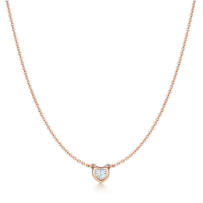 TIF32610330 bezel-set heart-shaped diamond tether chain pendant