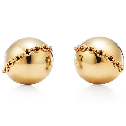 TIF11496928 light gold hemispherical wave chain earrings