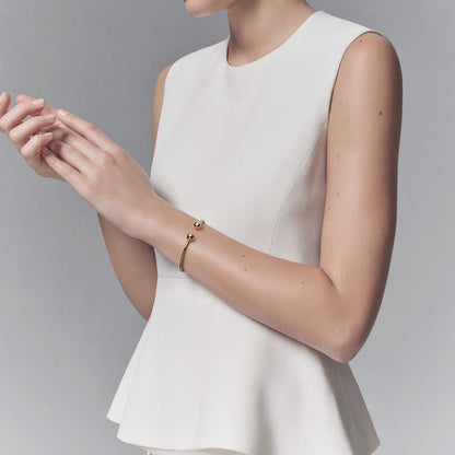 TIF61287333 8mm small light gold spherical coil open bracelet