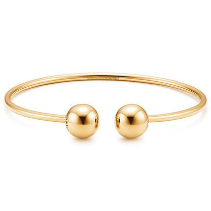 TIF19690384 11mm large light gold spherical coil open bracelet