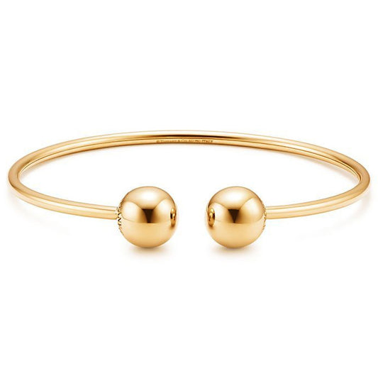 TIF19690384 11mm large light gold spherical coil open bracelet