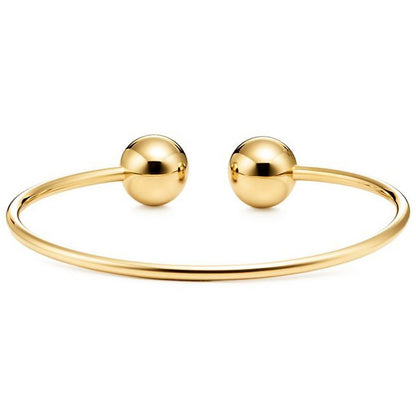 TIF19690384 11mm large light gold spherical coil open bracelet