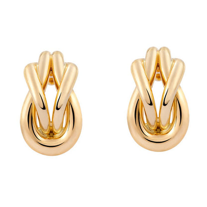 FLD-8B0315 capsule light gold twisted rope 8-character earrings