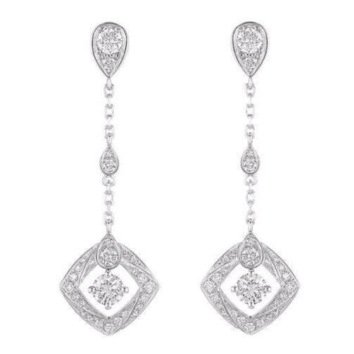 SM-082683 Water drop rhombus, full diamond long earrings