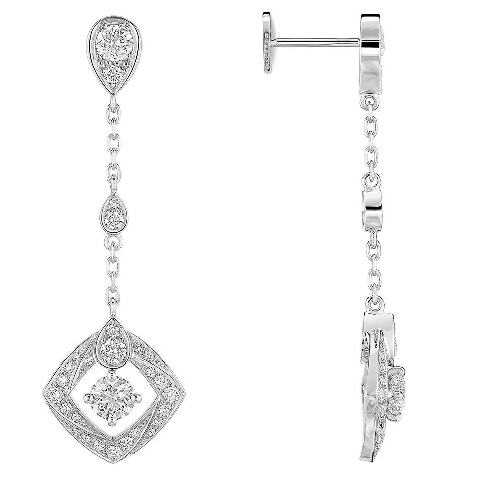 SM-082683 Water drop rhombus, full diamond long earrings