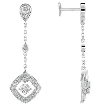 SM-082683 Water drop rhombus, full diamond long earrings