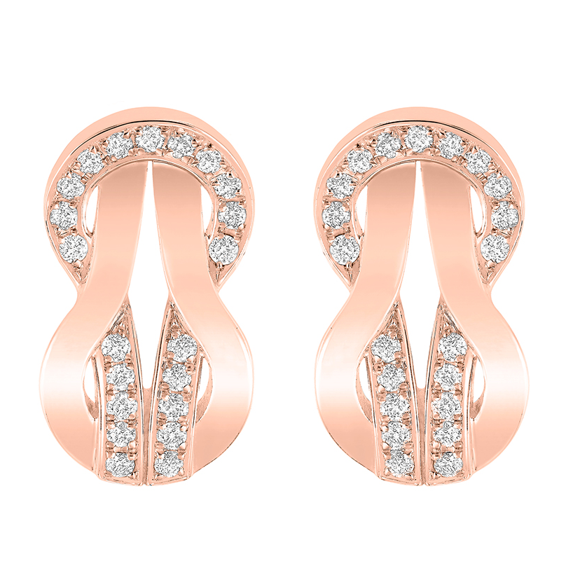 FLD-8B0265 small twisted rope half diamond earrings