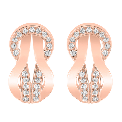 FLD-8B0265 small twisted rope half diamond earrings