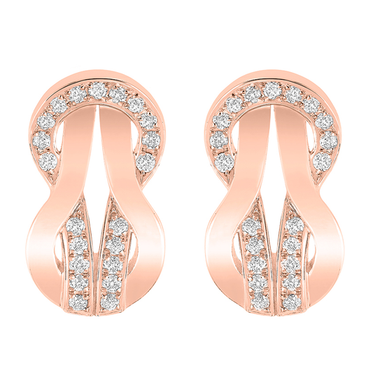 FLD-8B0265 small twisted rope half diamond earrings