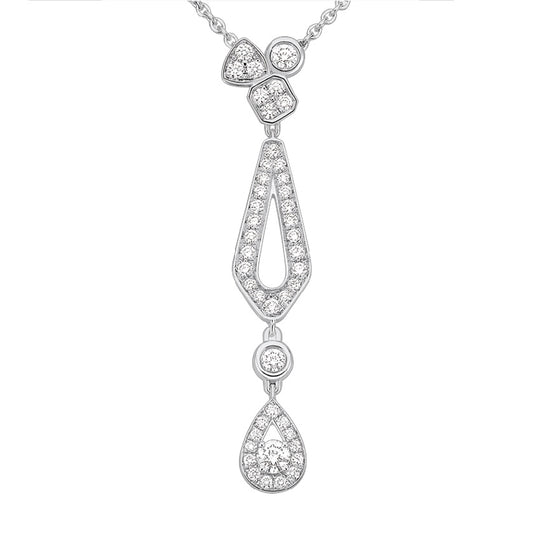 SM-081962 Water Drop Round Diamond Tie Chain Pendant