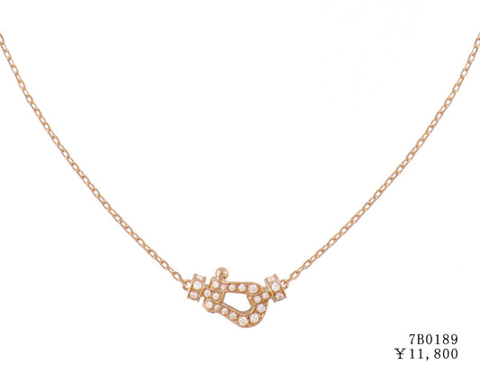 FLD-7B0191 Small diamond horseshoe chain pendant necklace