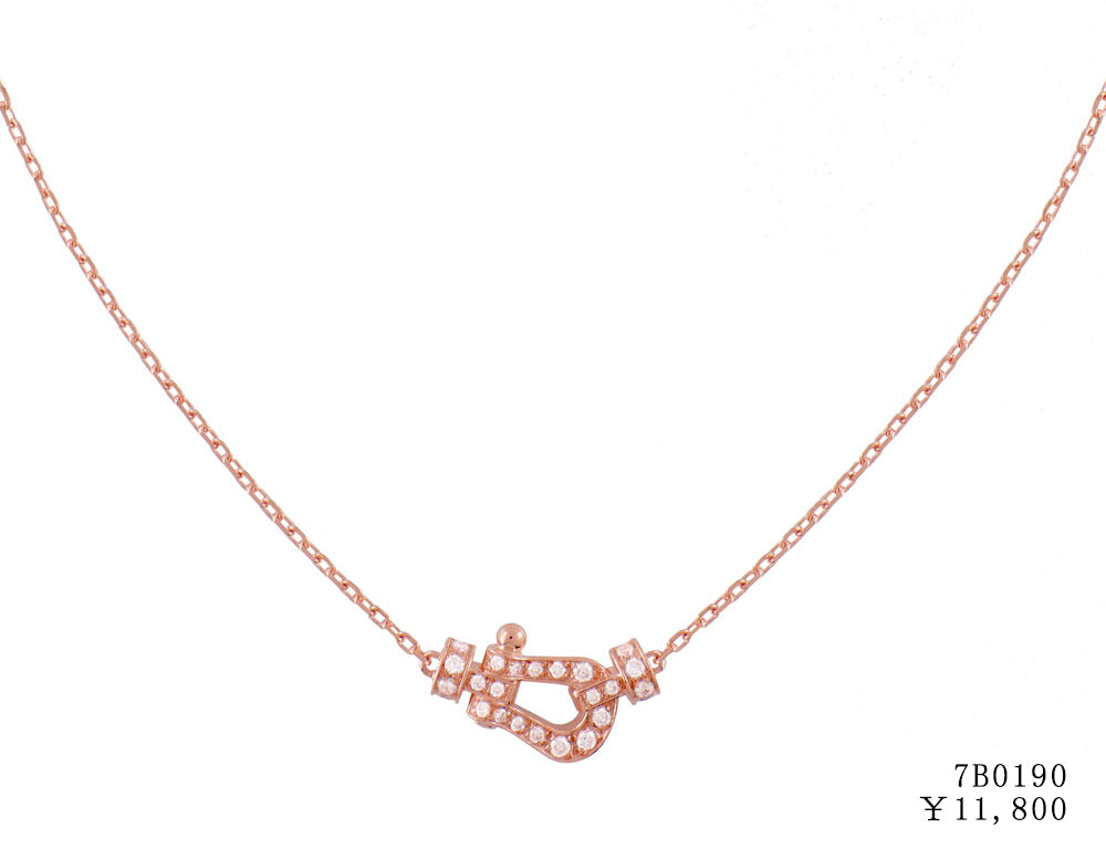 FLD-7B0191 Small diamond horseshoe chain pendant necklace