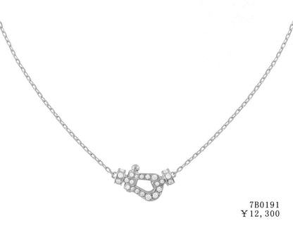 FLD-7B0191 Small diamond horseshoe chain pendant necklace