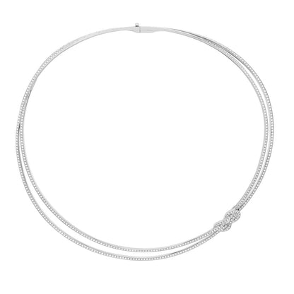 FLD-85524 Twisted 8-shaped knotted ribbon necklace full of diamonds