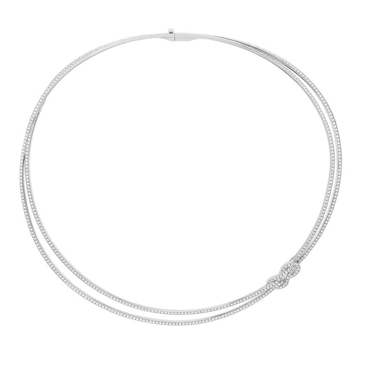 FLD-85524 Twisted 8-shaped knotted ribbon necklace full of diamonds