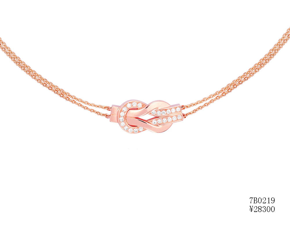 FLD-7B0220 Twisted Rope Half Diamond Tie Chain Necklace