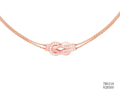 FLD-7B0220 Twisted Rope Half Diamond Tie Chain Necklace