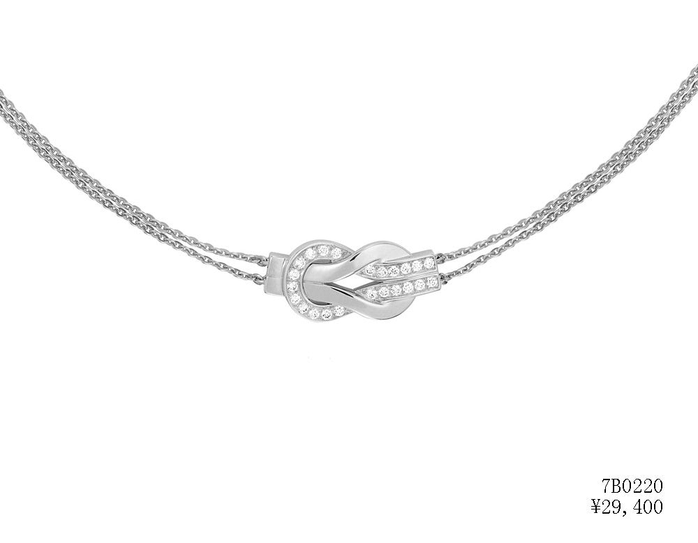 FLD-7B0220 Twisted Rope Half Diamond Tie Chain Necklace