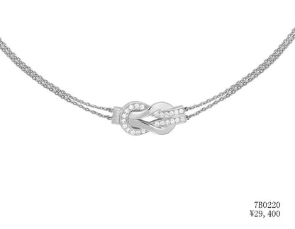 FLD-7B0220 Twisted Rope Half Diamond Tie Chain Necklace