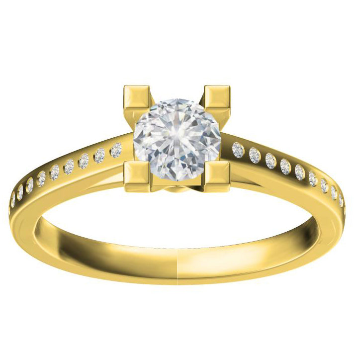 TIF67517047 square U-shaped four-prong half-set straight arm ring 13#