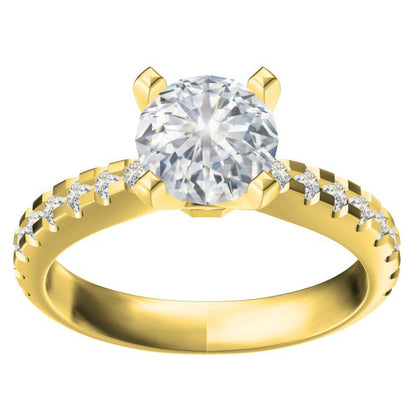 TIF39219653 Cross four-prong semi-set straight arm diamond ring 9#