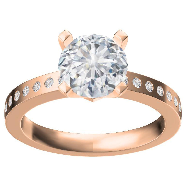 TIF71025098 square four-prong semi-set straight arm diamond ring 13.5#