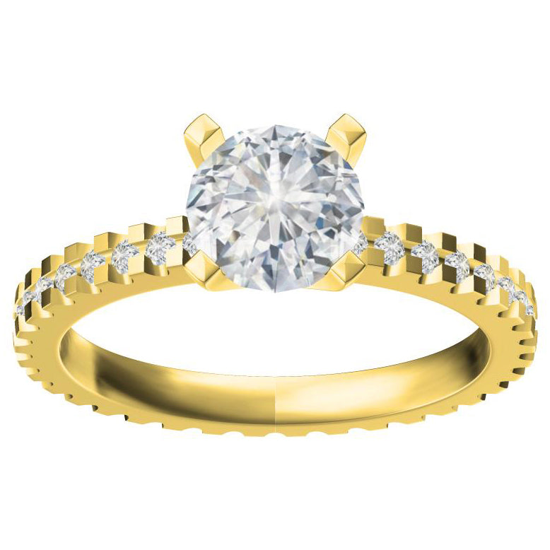 TIF9320007 square four prong full set straight arm diamond ring 10#