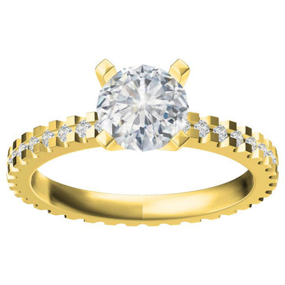 TIF9320007 square four prong full set straight arm diamond ring 10#