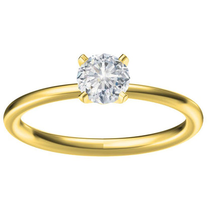 TIF9320006 Crossed four-prong light gold thin straight arm diamond ring 11#
