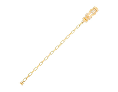 FLD-0B0098-6B0351, twisted rope style, half diamond, large size, gold chain