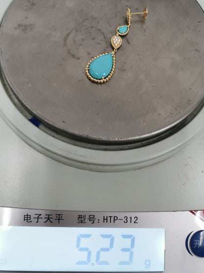 BSL-JCO01281满钻耳环莲藕头水滴长耳钉 客版