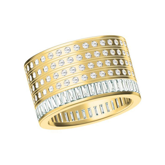 BJ-G34P9544 full diamond step square rotating ring