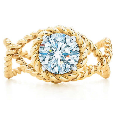 TIF85447035 hook four-prong twist rope diamond ring 13#