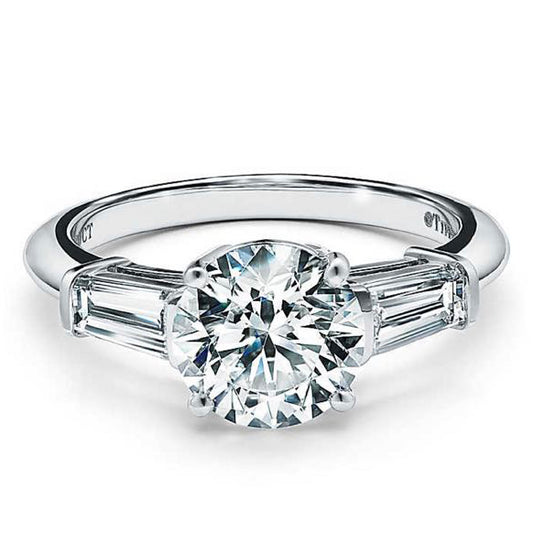 TIF69767 four-claw double shoulder side stone diamond ring 51#