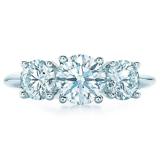 TIF12399637 Cross Four Claws Three Round Diamond Ring