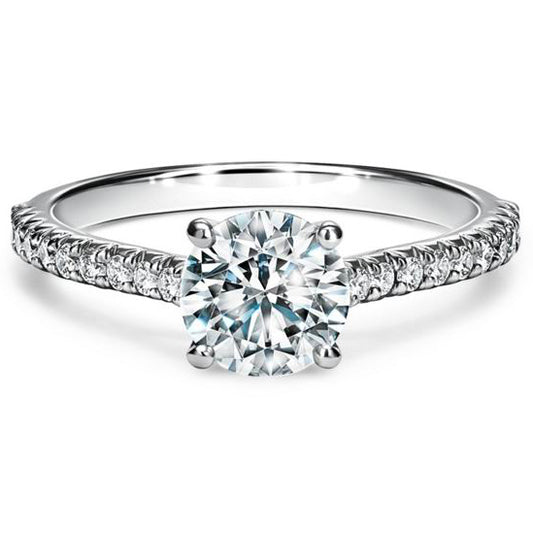 TIF3766236 Cross four-prong dovetail set straight arm diamond ring 9#